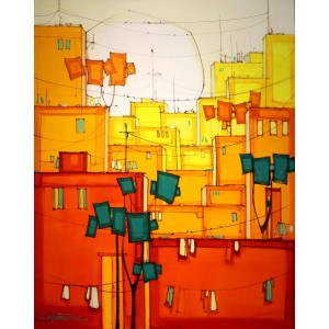 Salman Farooqi, Acrylic on Canvas, 24 x 30 Inch, Cityscape Painting, AC-SF-065